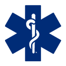 Drawing of a caduceus on a Star of Life