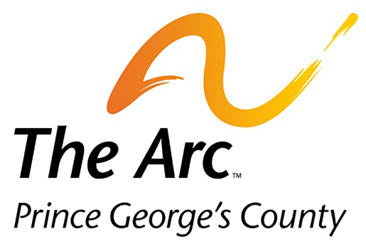 The Arc of Prince Georges Text with Yellow and Orange Curved Line