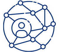 vector drawing of a person in front of a network symbol