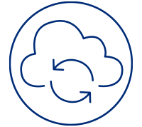 vector drawing of a cloud with a cycle symbol in the middle