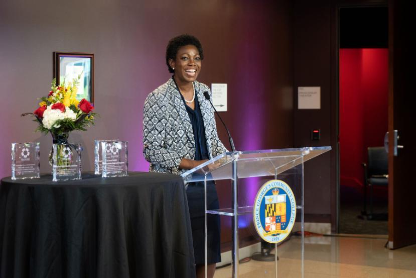 Dr. Falecia Williams, PGCC president, addresses the College community