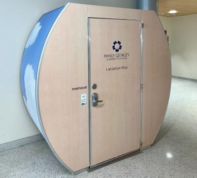 A Mamava lactation pod sits in a hallway at PGCC's Largo Campus.