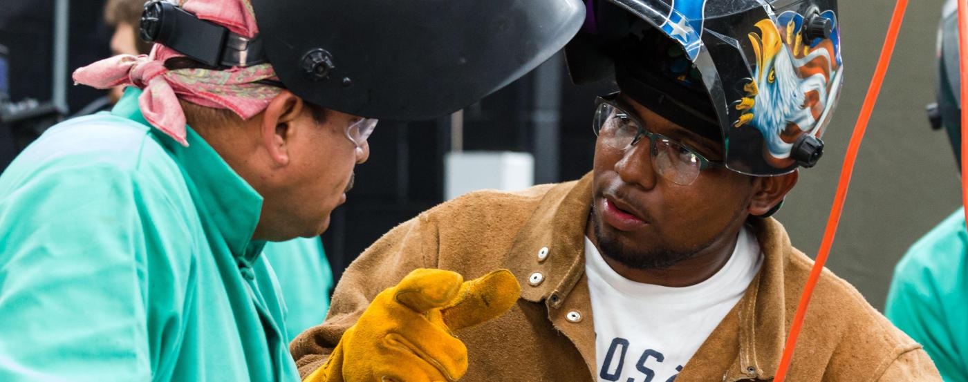 PGCC Welding Student Talking to the Instructor