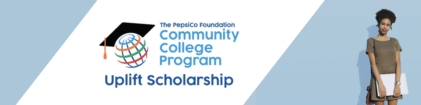 PGCC PepsiCo Uplift Scholarship Parallax with Student Holding Laptop
