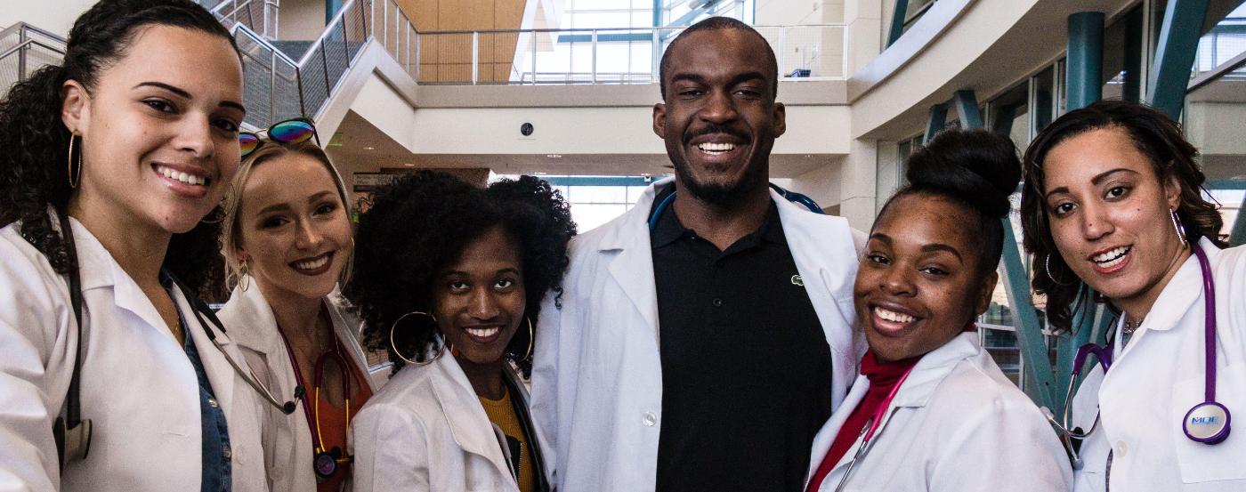 Nursing Students Smiling Inside the PGCC Center for Health Care Studies