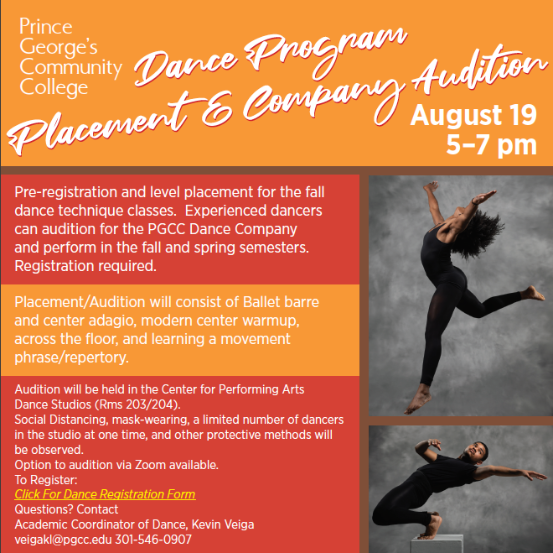 PGCC Dance Audition Flyer