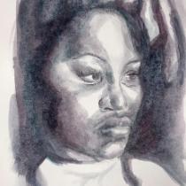 Estelle Robin - Tenebrist Self-Portrait Painting